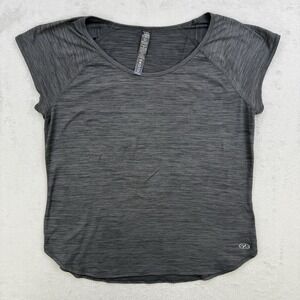 New York Laundry Top Womens Charcoal Gray Activewear Short Sleeve Workout Medium